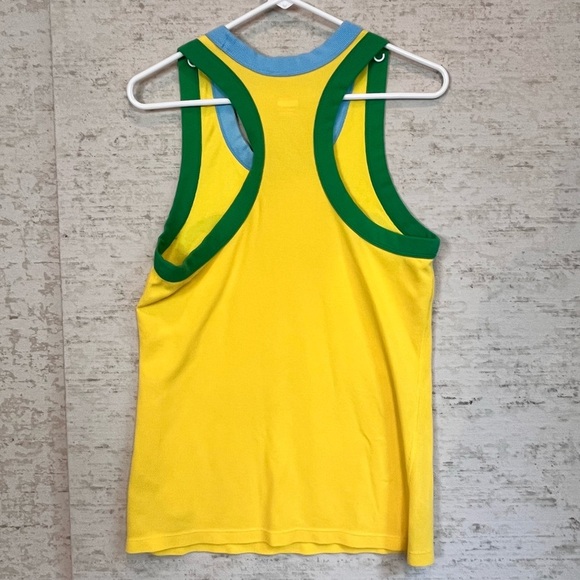 Nike Ribbed Tank Top 33 Yellow Green Sz L Cool Unique Athletic Track Gorpcore - Picture 3 of 14